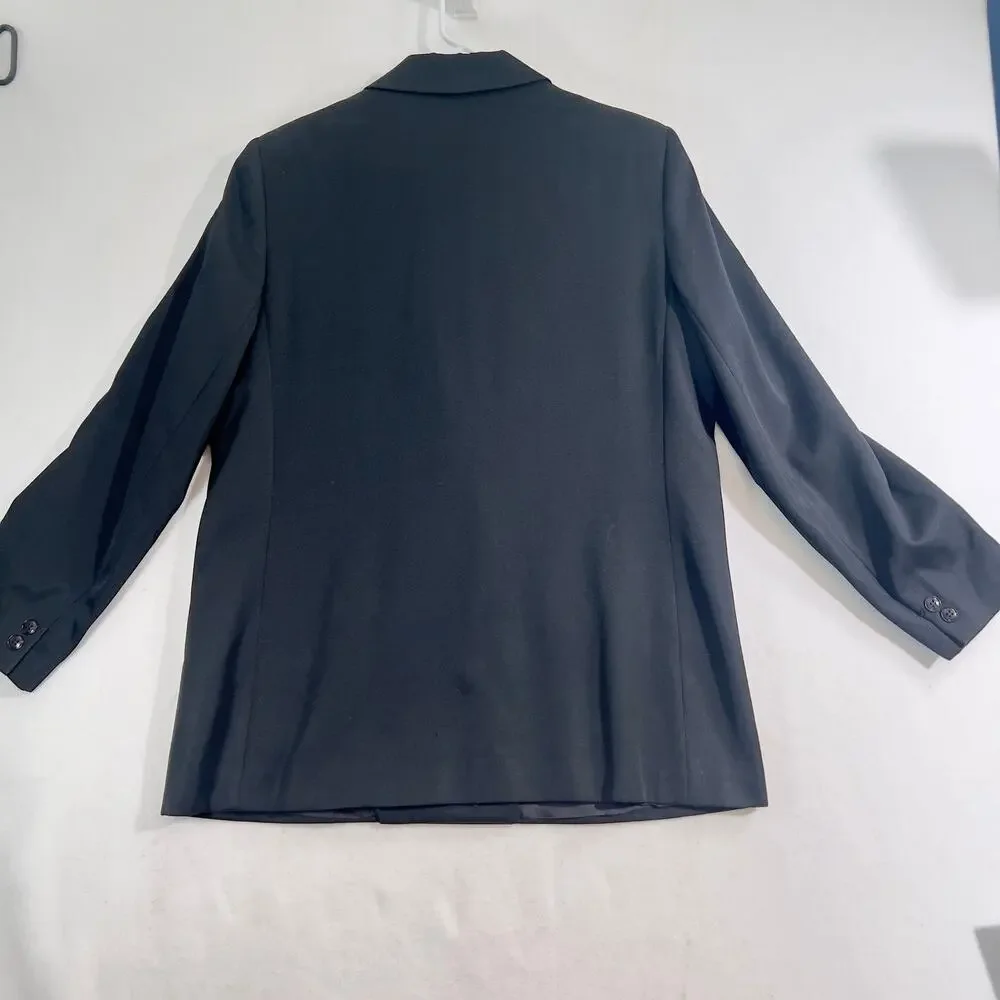 Oleg Cassini Blazer Woman Single Button Double Breasted Full Lined Black Pockets